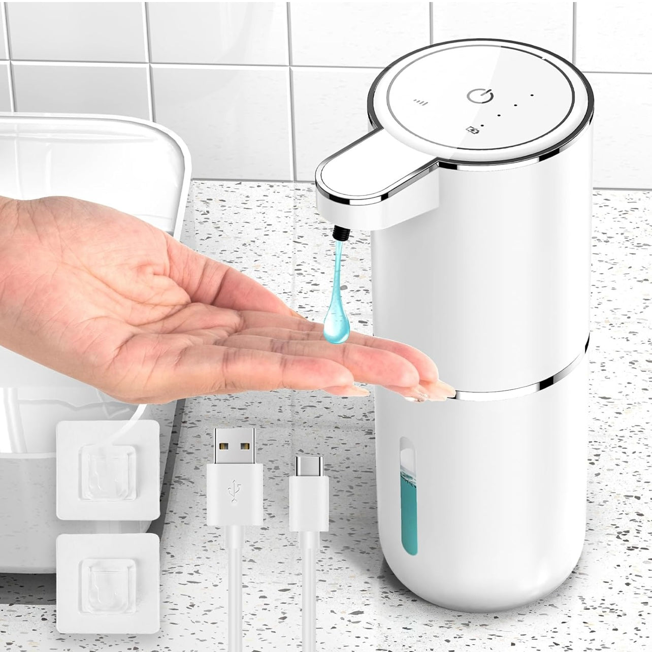 Dispenser di sapone intelligente con sensore: igienico e senza contatto.